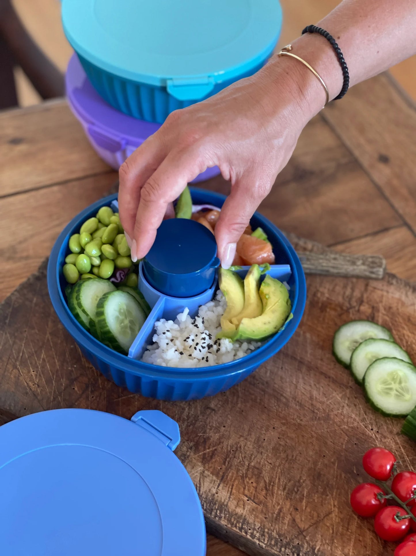 Cutie de salată Yumbox - albastru închis
