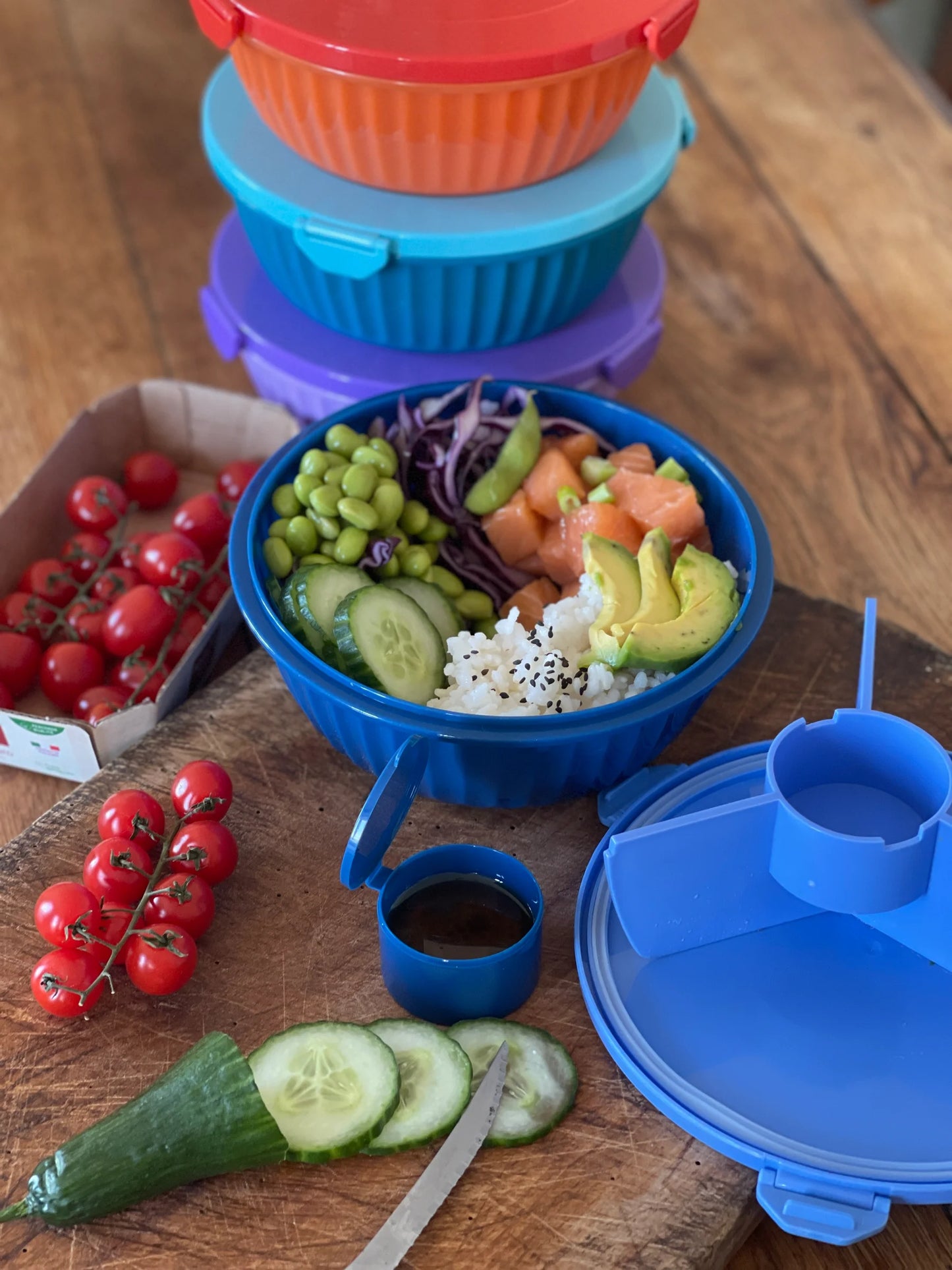 Cutie de salată Yumbox - albastru închis