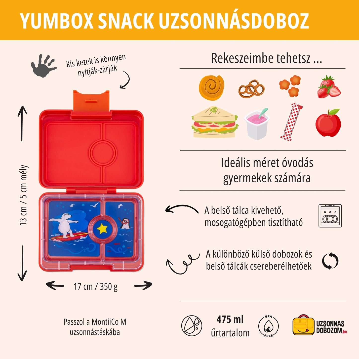 Yumbox Snack Roar Red / Polar Bear