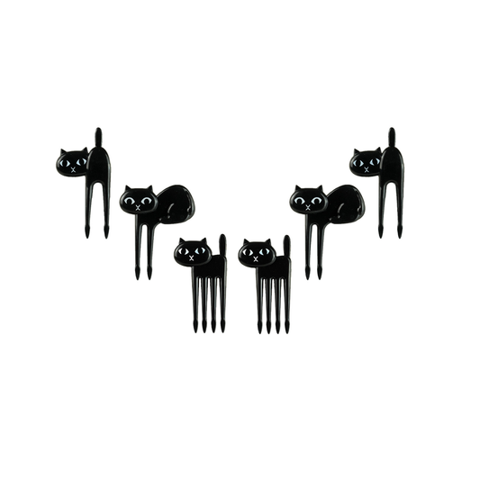 6 furculițe mini - pisici negre
