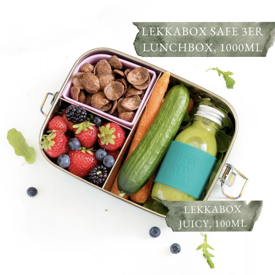 Lekkabox Juicy - Sticlă mică cu curea de silicon (100 ml)